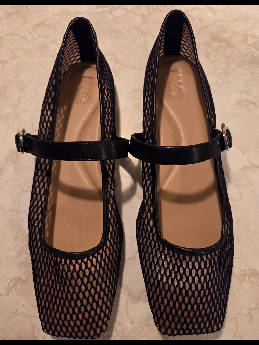 INC International Concepts Black Mesh Mary Jane Flats